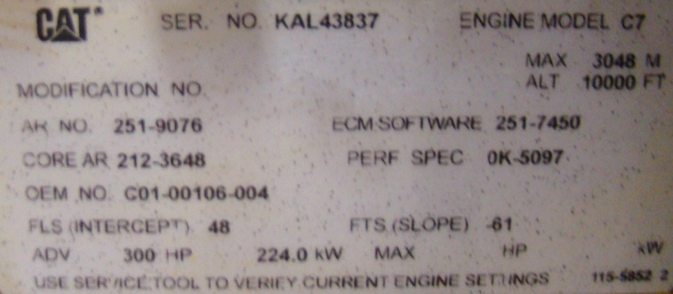 USED CATERPILLAR ENGINE | C7 ENGINE FOR SALE 2004 7.2L 45,000 MILES 